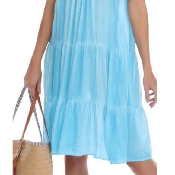 Raviya Womens Size L Turquoise Blue Tiered Dress Swimsuit Cover Up NWT - Picture 6 of 12